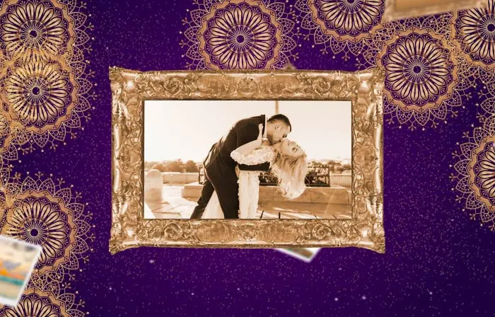 Golden 3D Wedding Photo Frame Slideshow